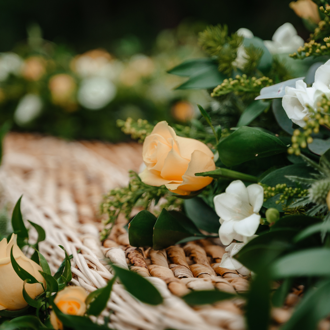 White flowers representing sympathy and support